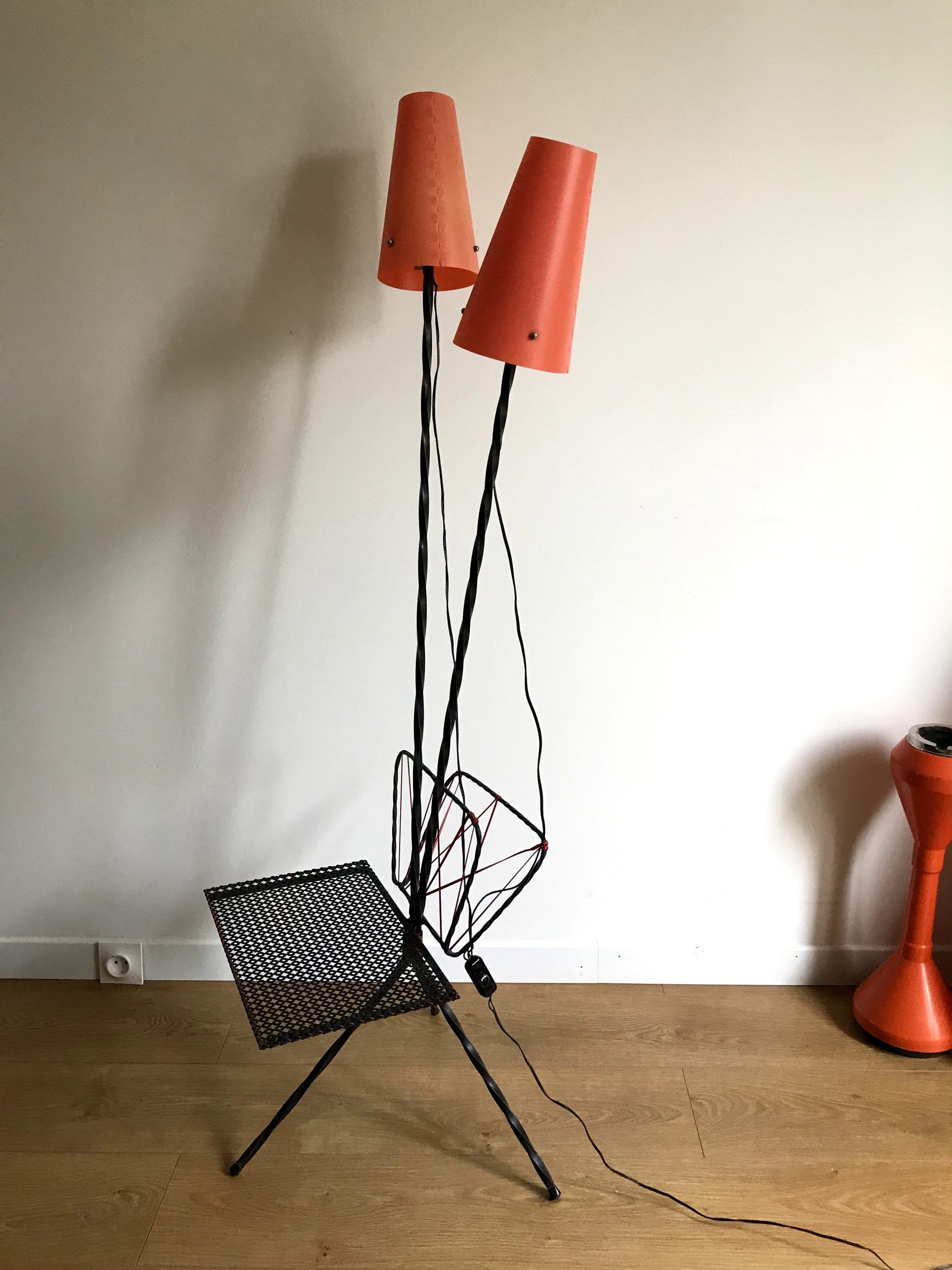 Vintage three-way two-light floor lamp