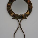 Vintage stone brass hand mirror