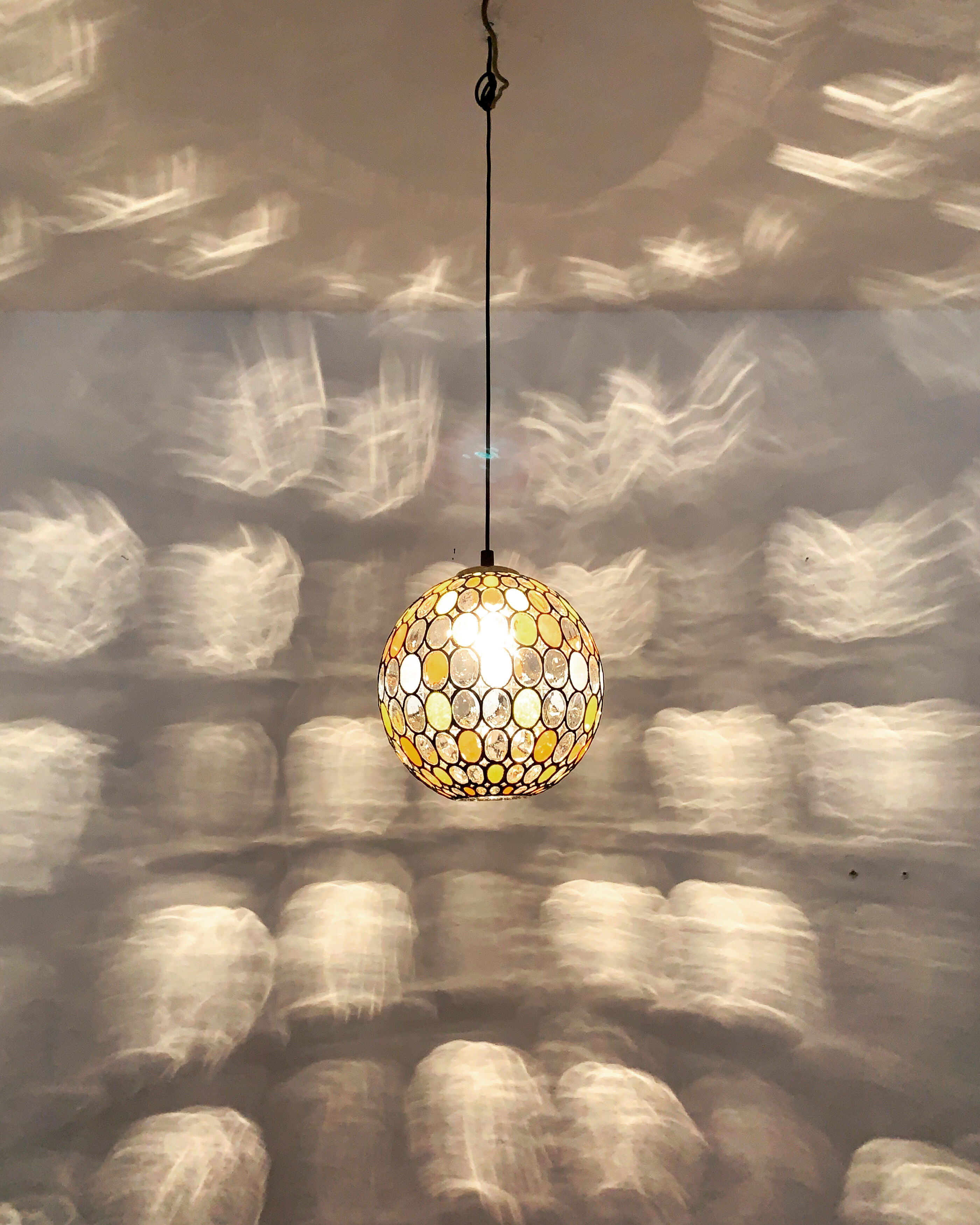 Colourful glass pendant lamp by Glashütte Limburg