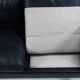 Vintage danish soren holst black leather 2 seater sofa with aluminium legs