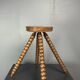 Midcentury bobbin wood turned farm house stool, France ca 1960s