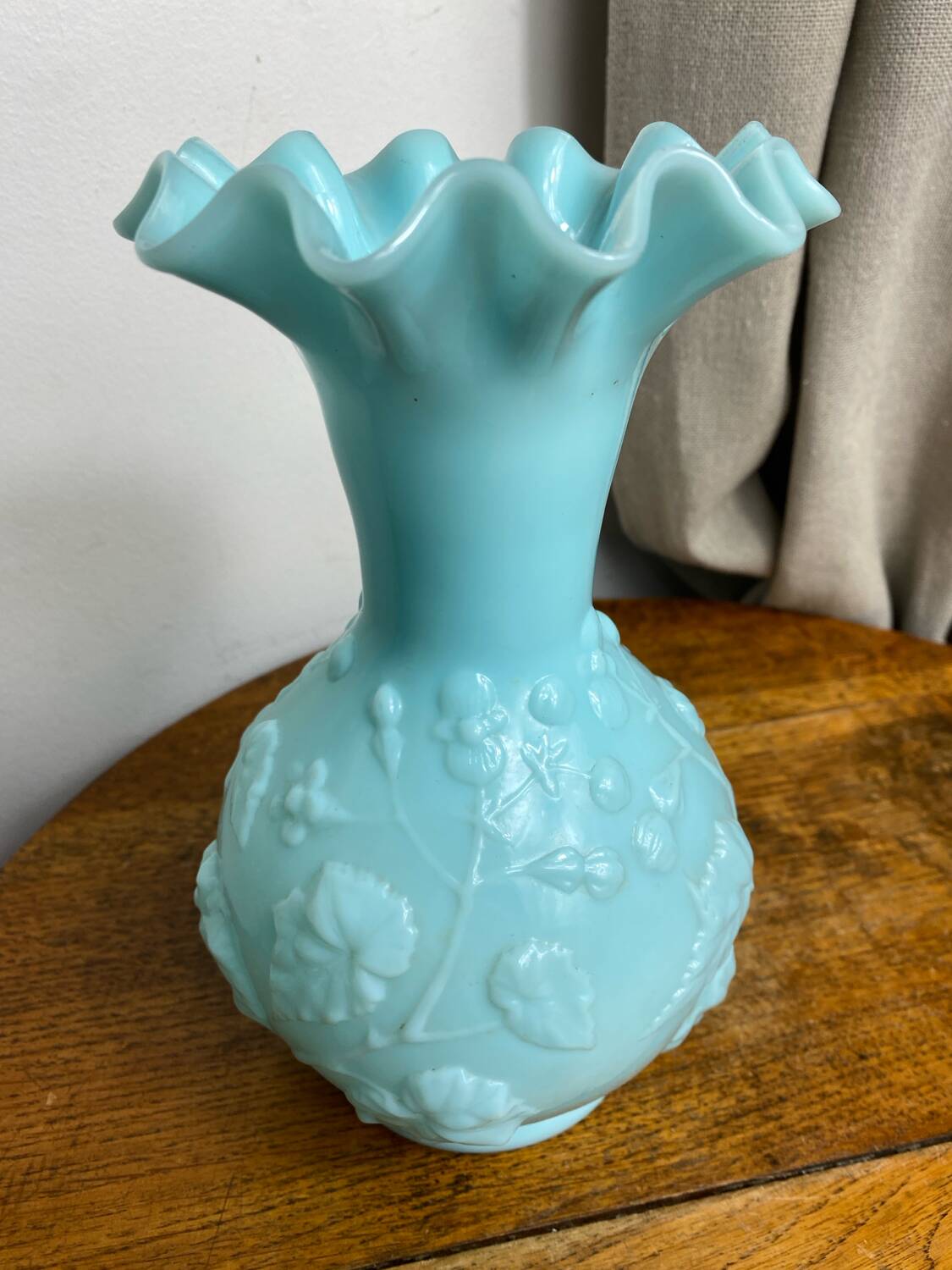 Blue opaline glass vase