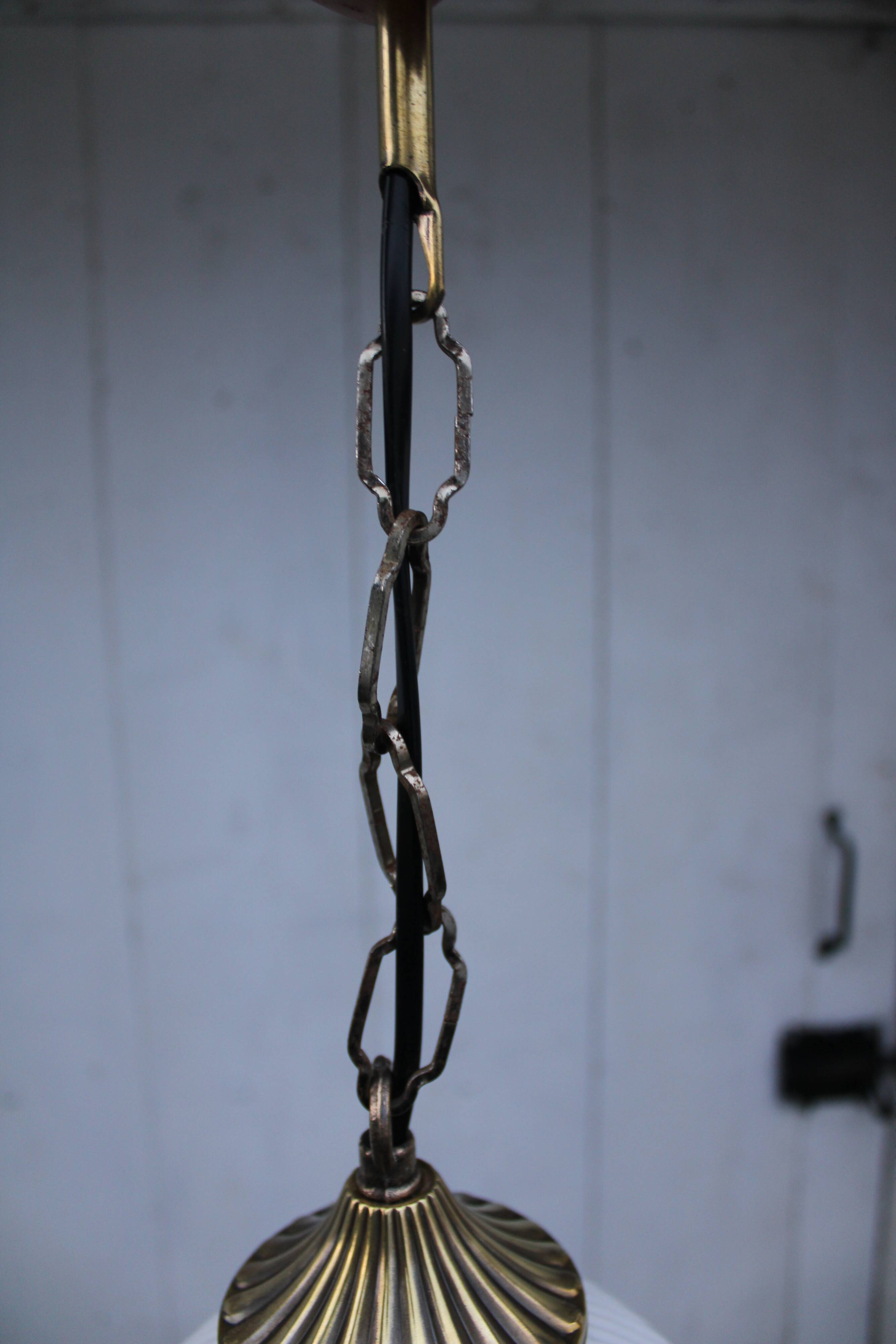 Italian brass and opaline hanging