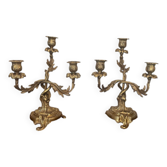 Pair of bronze candlesticks