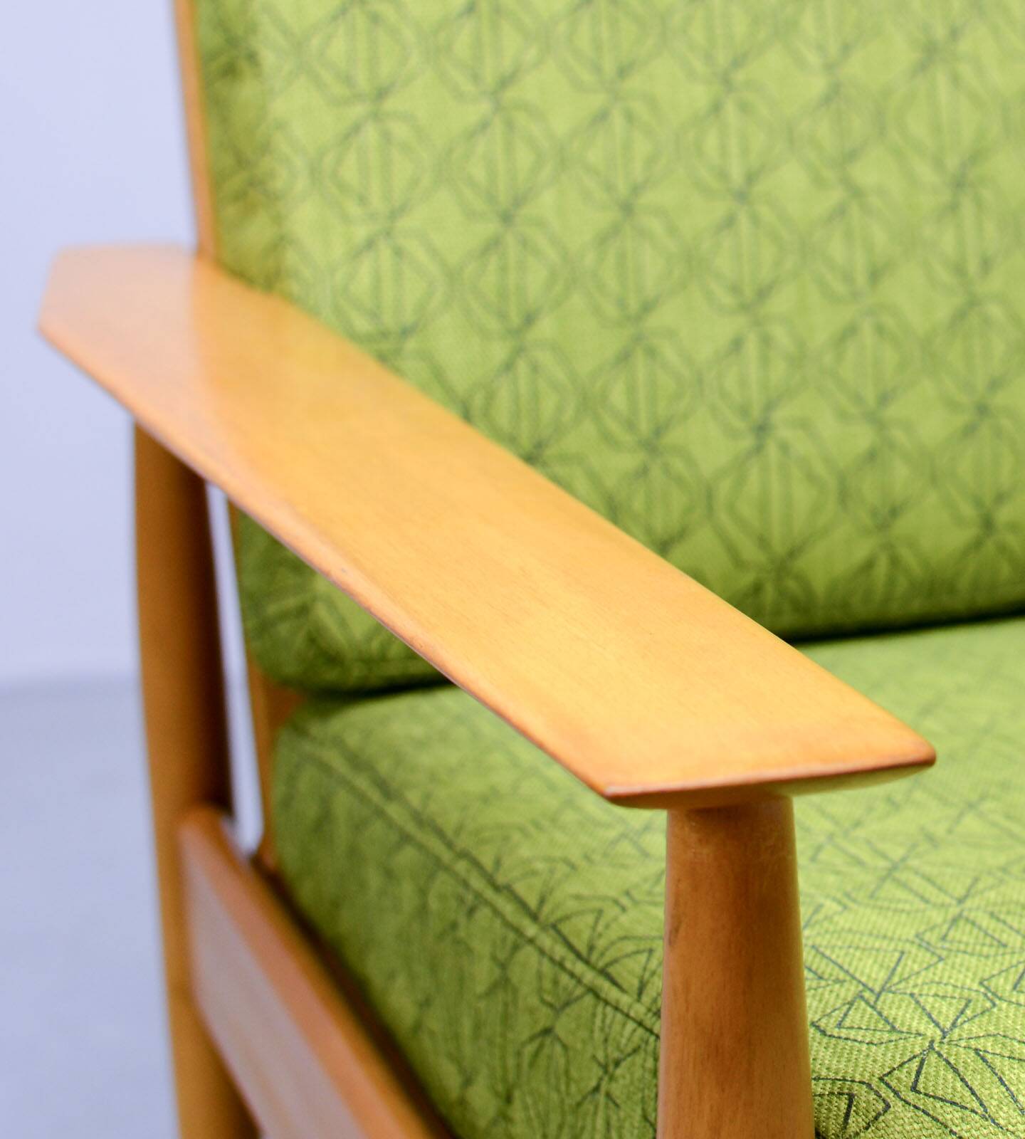 Pair of Beech Wood Ladder Lounge Chairs after Grete Jalk for France and Son