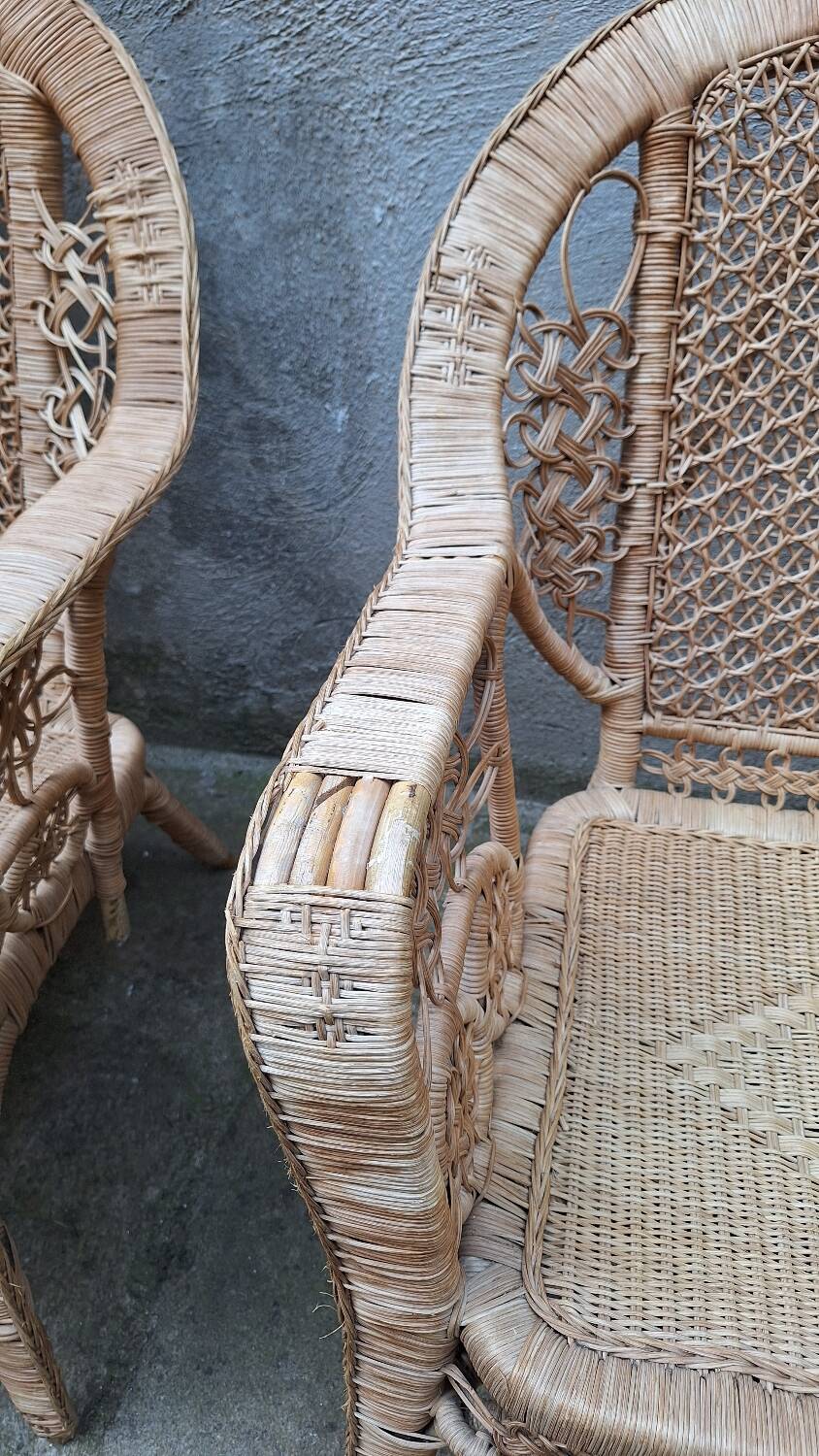 Peacock rattan garden set with bench and armchair