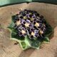 Ceramic sculpture, slip, bouquet of pansies