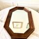 Miroir octogonal en bois foncé vintage