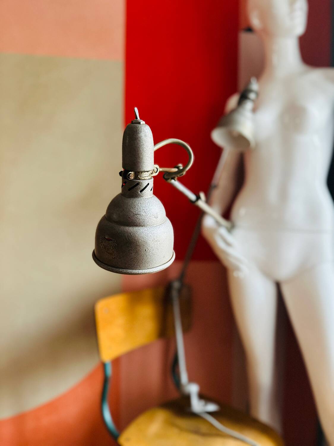 Pair of articulated industrial lamps 1950