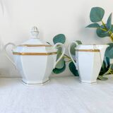 Vintage white porcelain coffee set, gilded, Epiag Czechoslovakia