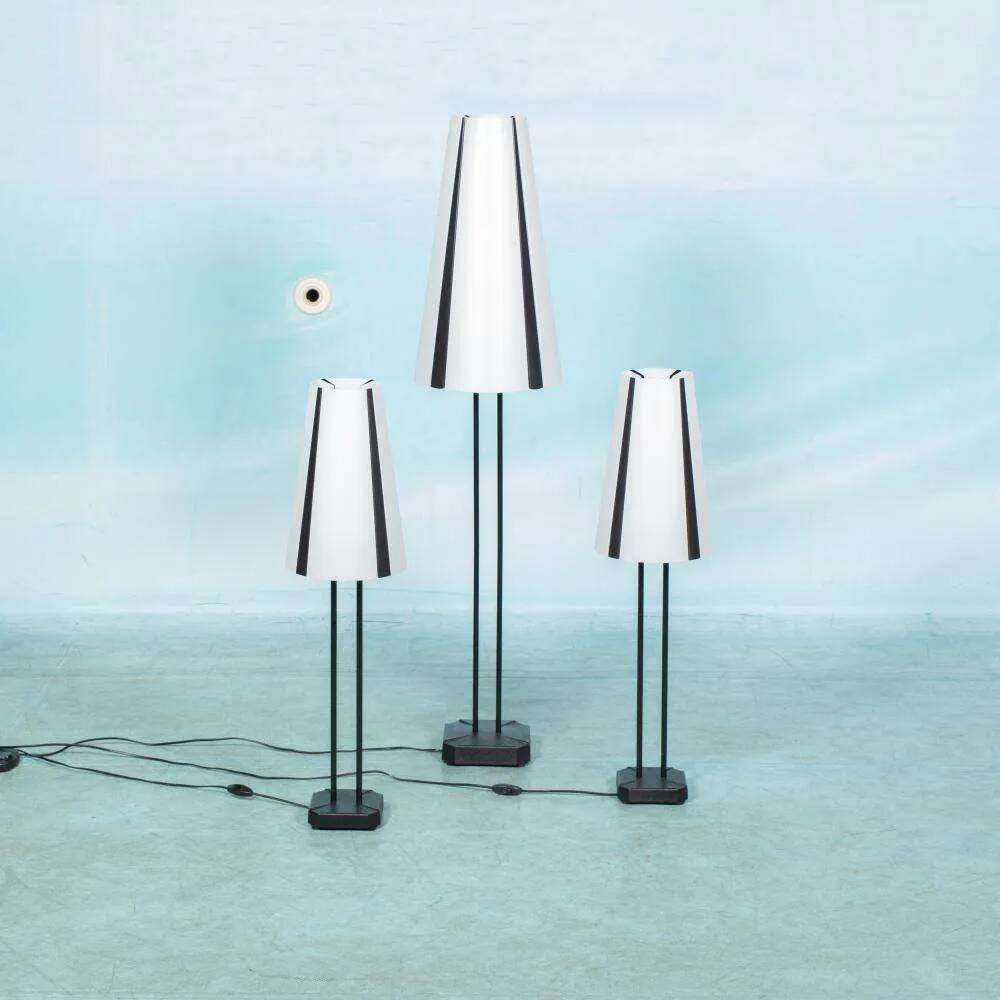 1980s IKEA floor lamp, Memphis Vistofta medium table lamp.