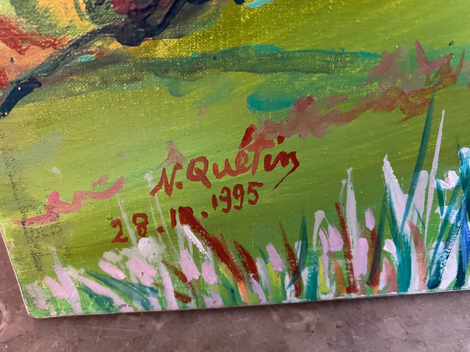 Landscape of valley and hills signed 1995