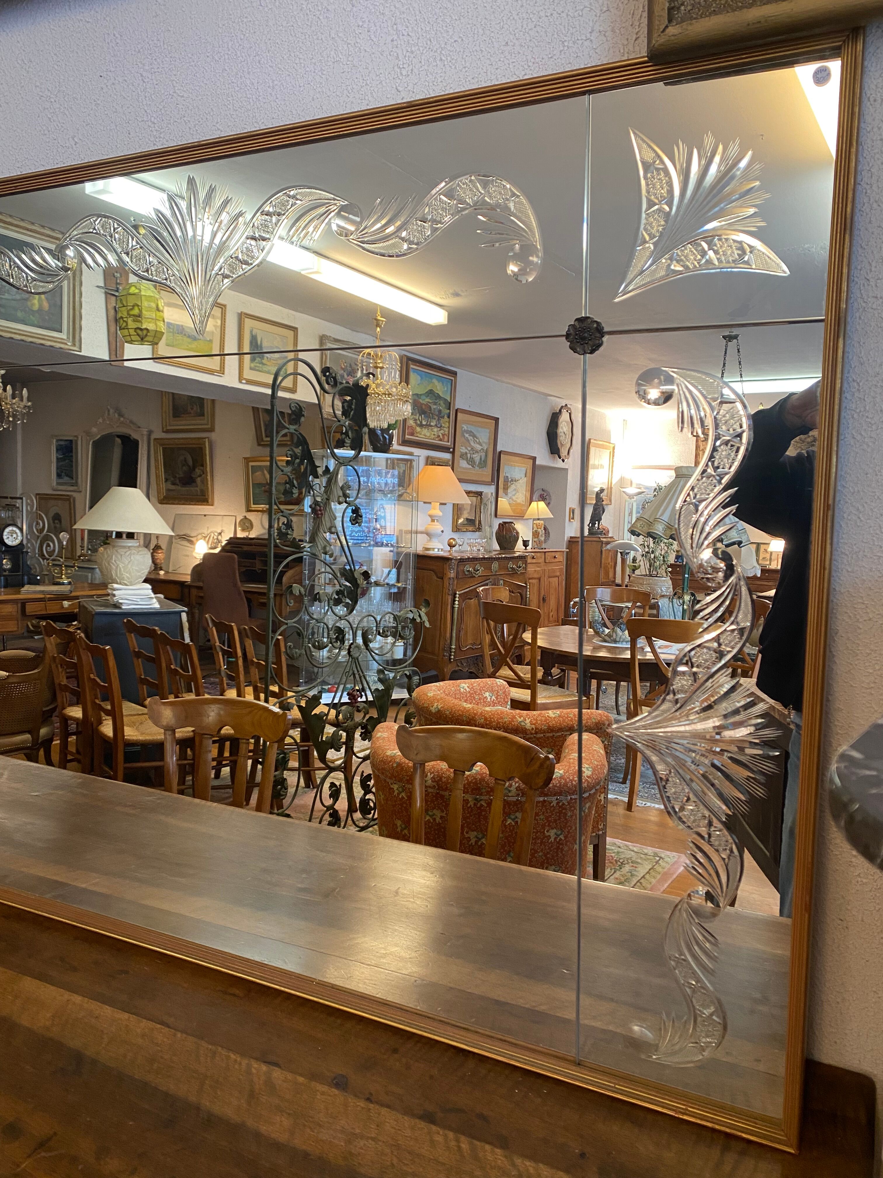 Brewery mirror, hollow engraved glass, perfect condition