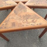 4 nesting tables in solid rosewood and Asian marquetry