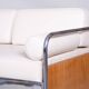 Bauhaus Tubular Sofa in Oak, Chrome-Plated Steel & High Quality Leather attributed to Hynek Gottwald, Czech, 1930s