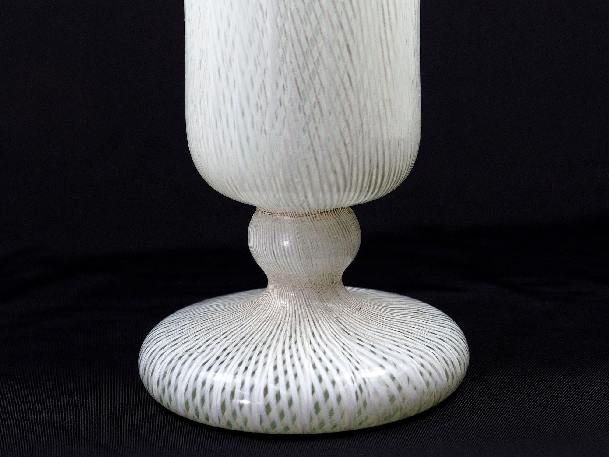 Vase Art Deco Murano Double Latticino Glass-1930s