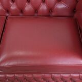 English cowhide Chesterfield 2.5-seater sofa in a stunning red colour