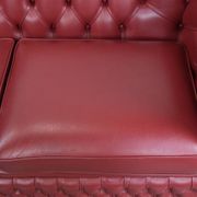 English cowhide Chesterfield 2.5-seater sofa in a stunning red colour