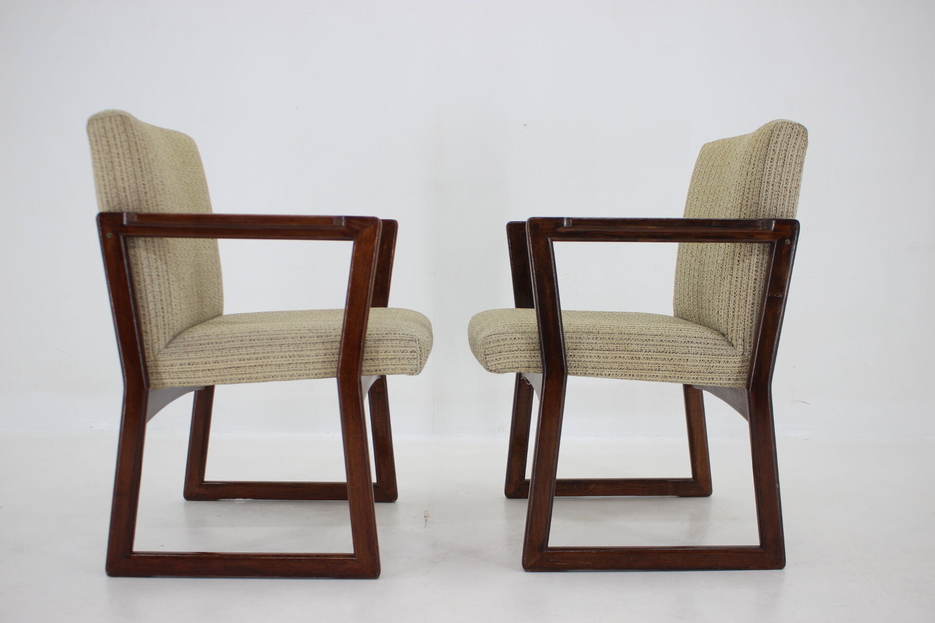 Pair of beech armachairs ,czechoslovakia 1960s