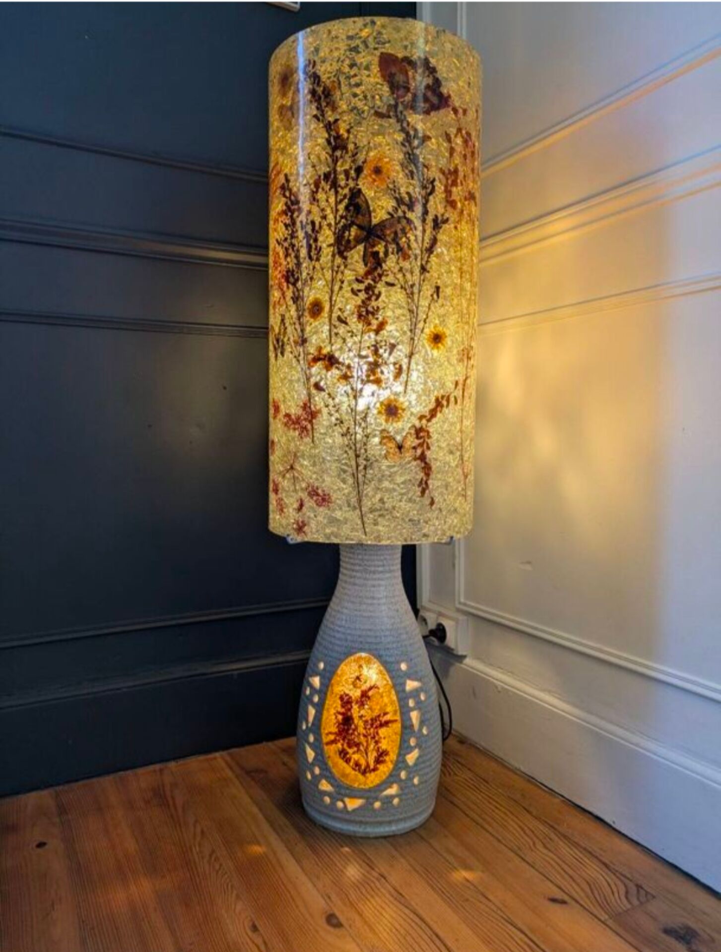 Lampe Accolay de sol rare et monumentale 116cm.