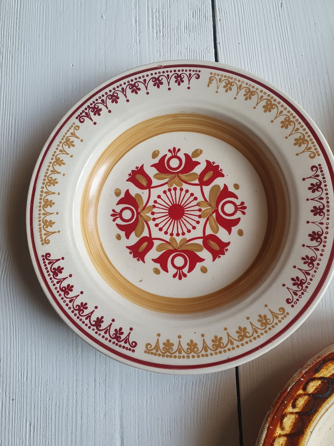5 handmade ceramic plates Romania slavic bohemian birds table or wall