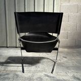 F444 armchair in black leather by Pierre Paulin for Artifort 00's