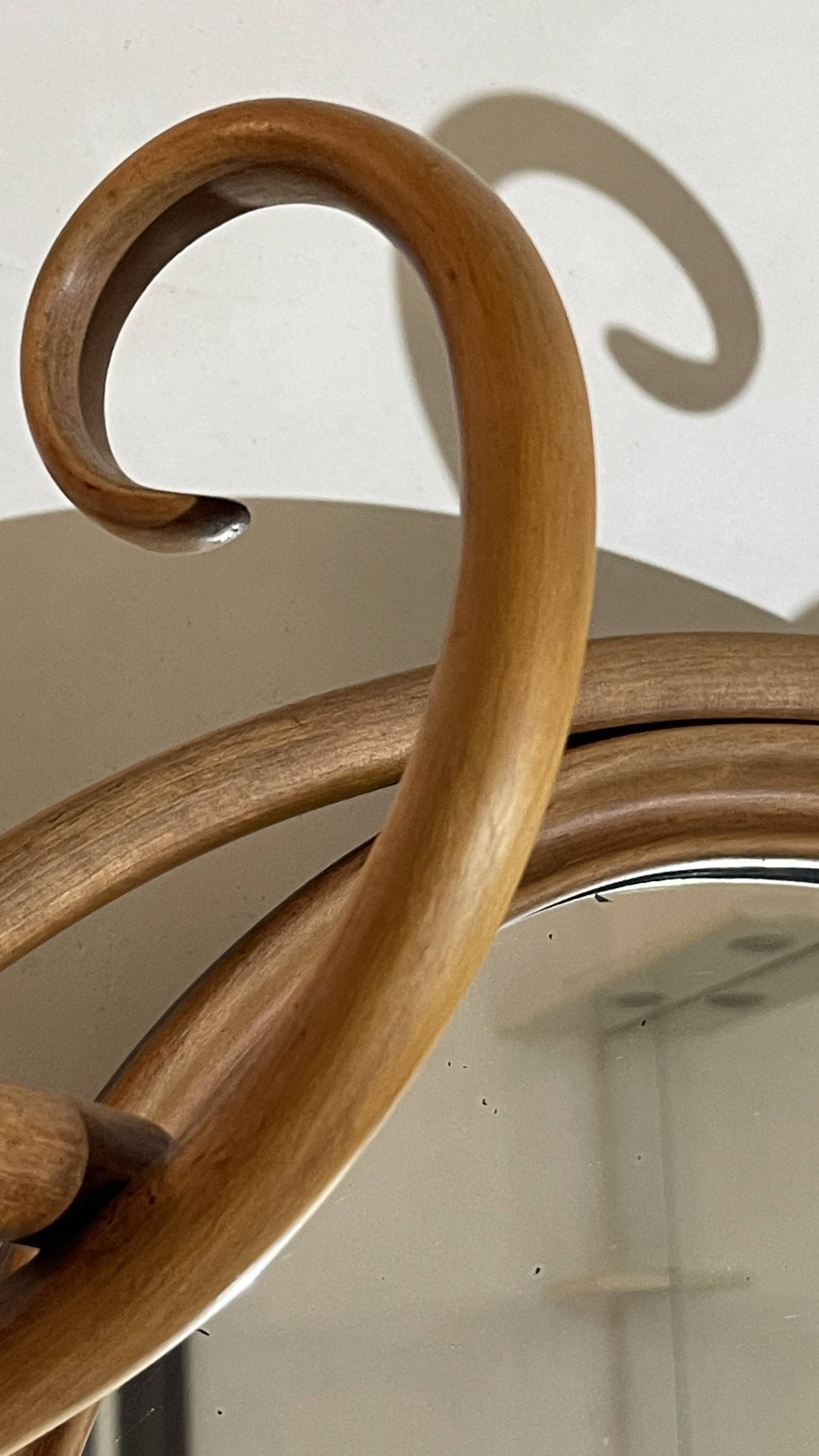 Double curved wood mirror coat rack by michael thonet gebrüder / freres, 1888