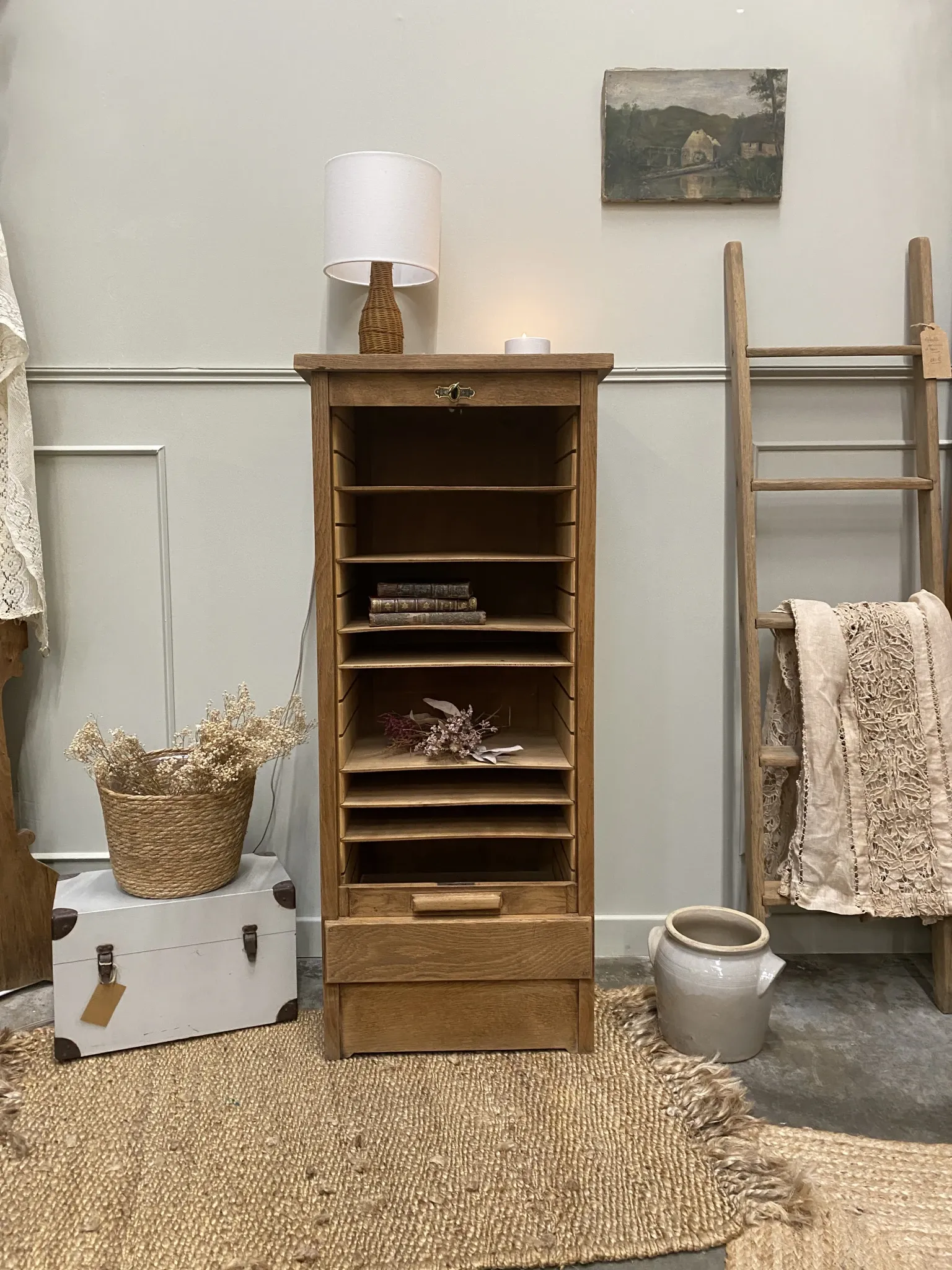 oak curtain furniture / filing cabinet