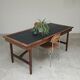 Vintage workshop folding table in oak with a hand-patinated black top.