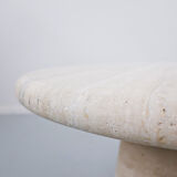 Pair of italian beige travertine side tables