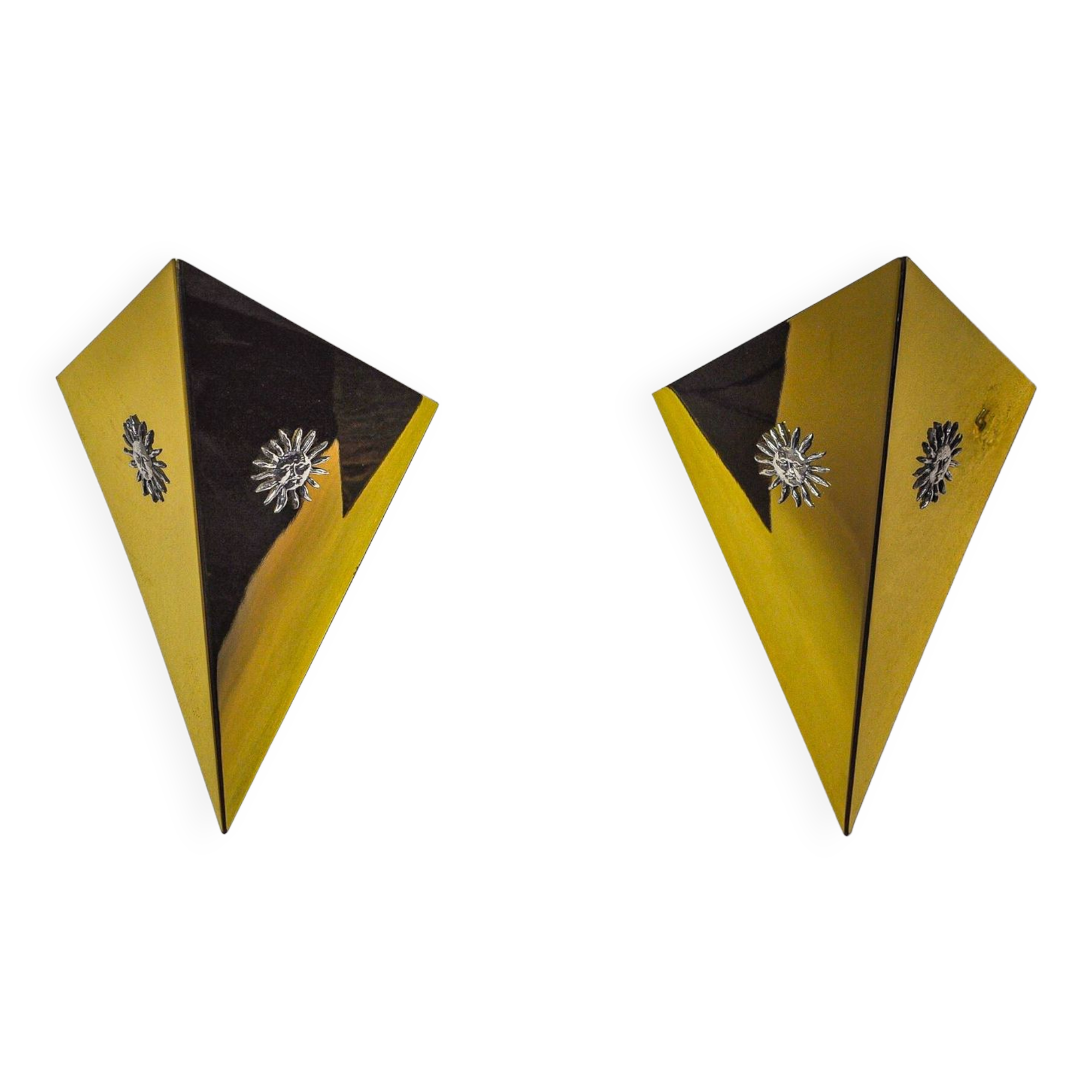 Pair of “Soleil” wall lights by Italo Valenti, brass and silver, Spain 1970