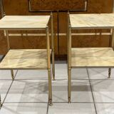 Pair of vintage marble and brass end tables 1970s