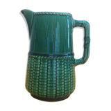 Green pitcher in Barbotine de Sarreguemines