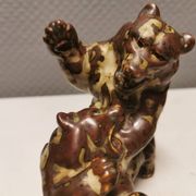 Two bear figurines from Danish Royal Copenhagen mid last century in sung glaze by Knud Kyhn (KK)