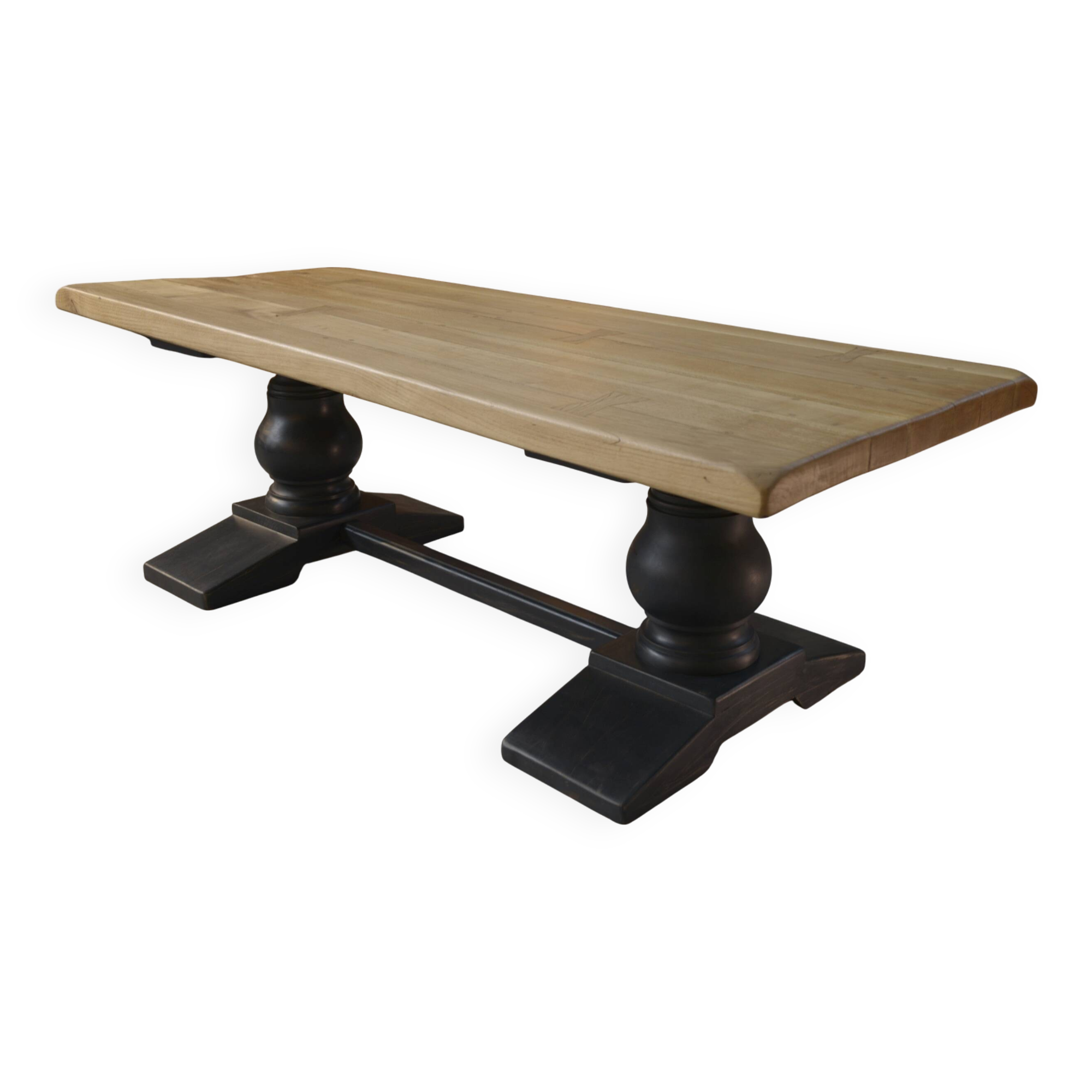 Antique monastery table in solid oak, dovetail joint, 20th century