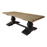 Antique monastery table in solid oak, dovetail joint, 20th century