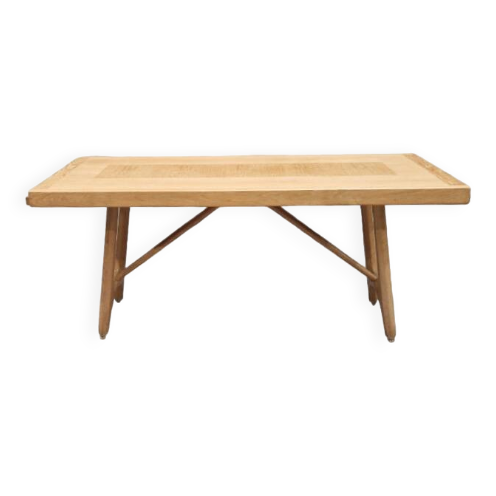 Table à Manger Vintage En Chêne Et Marqueterie De Chêne, Guillerme Et Chambron