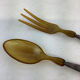 Old salad servers in filled silver and horn