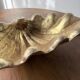 Immense wooden plate 1900 shell with golden patina