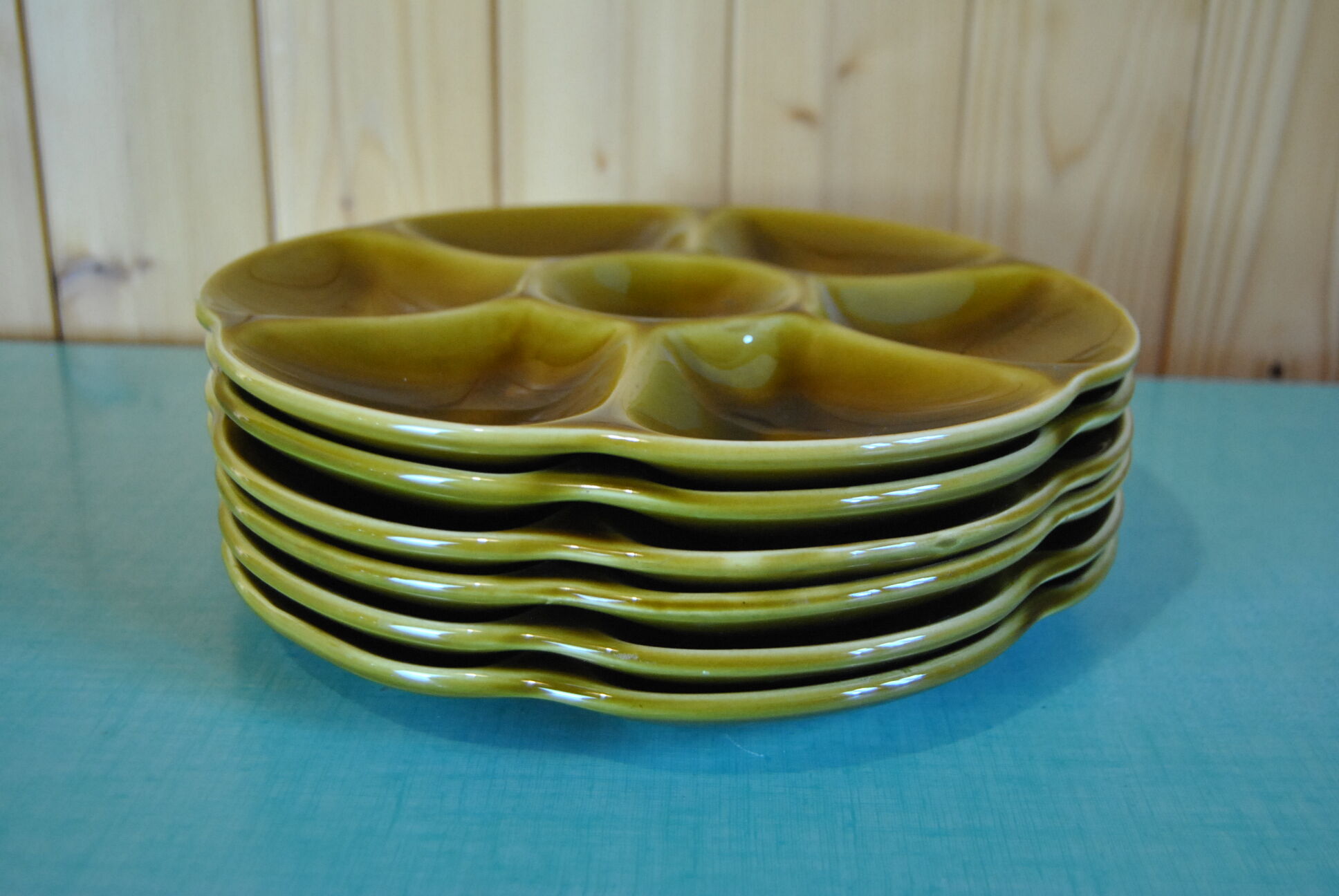Set of 6 oyster plates in Gien earthenware