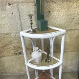 Rattan corner shelf and white and natural wicker