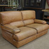 Contemporary brown vintage leather sofa