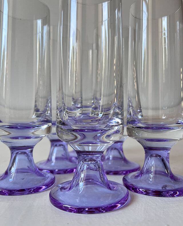 Set of 6 champagne flutes 1970