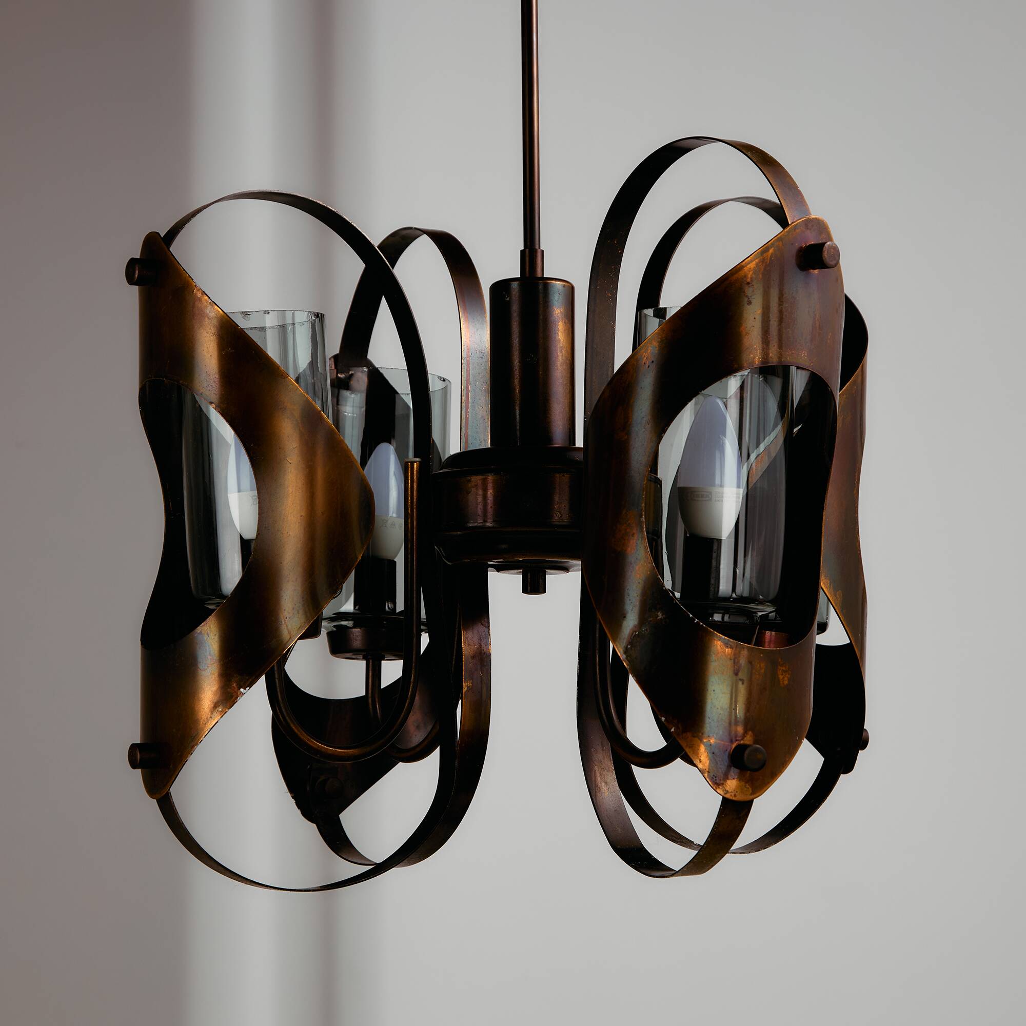 Brass and glass chandelier