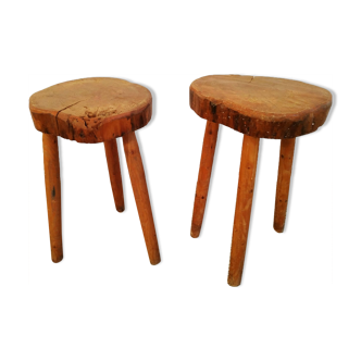 Paire de tabourets brutalistes