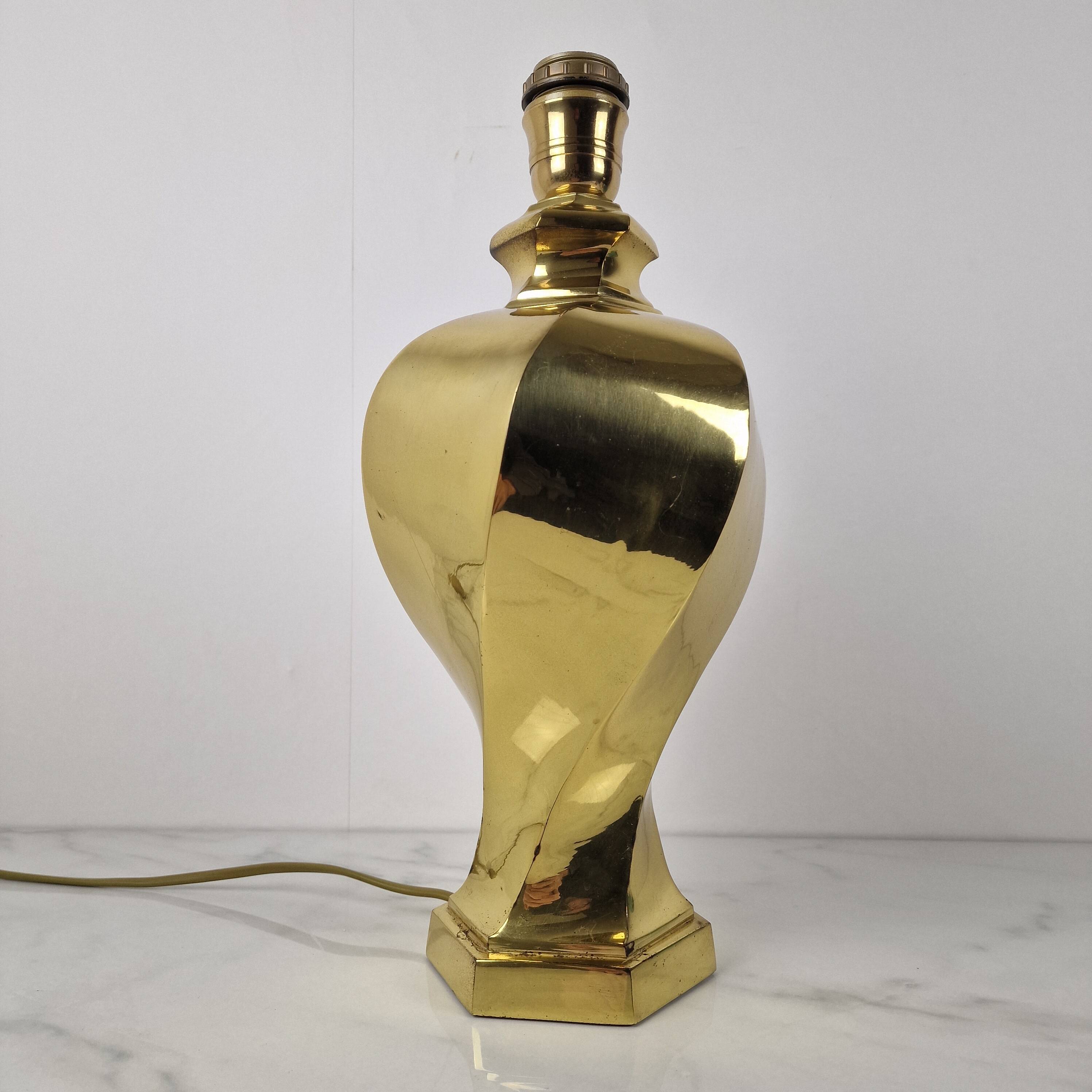 Sculptural Brass Table Lamp, Heavy Quality, Without Shade