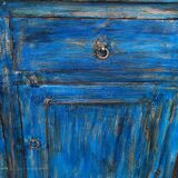 Blue wooden buffet with 2 drawers and 2 doors