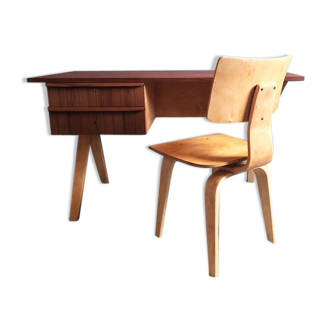 EB 02 desk by Cees Braakman for Pastoe birch serie with SB02 chair