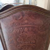 4-leaf wood and leather screen
