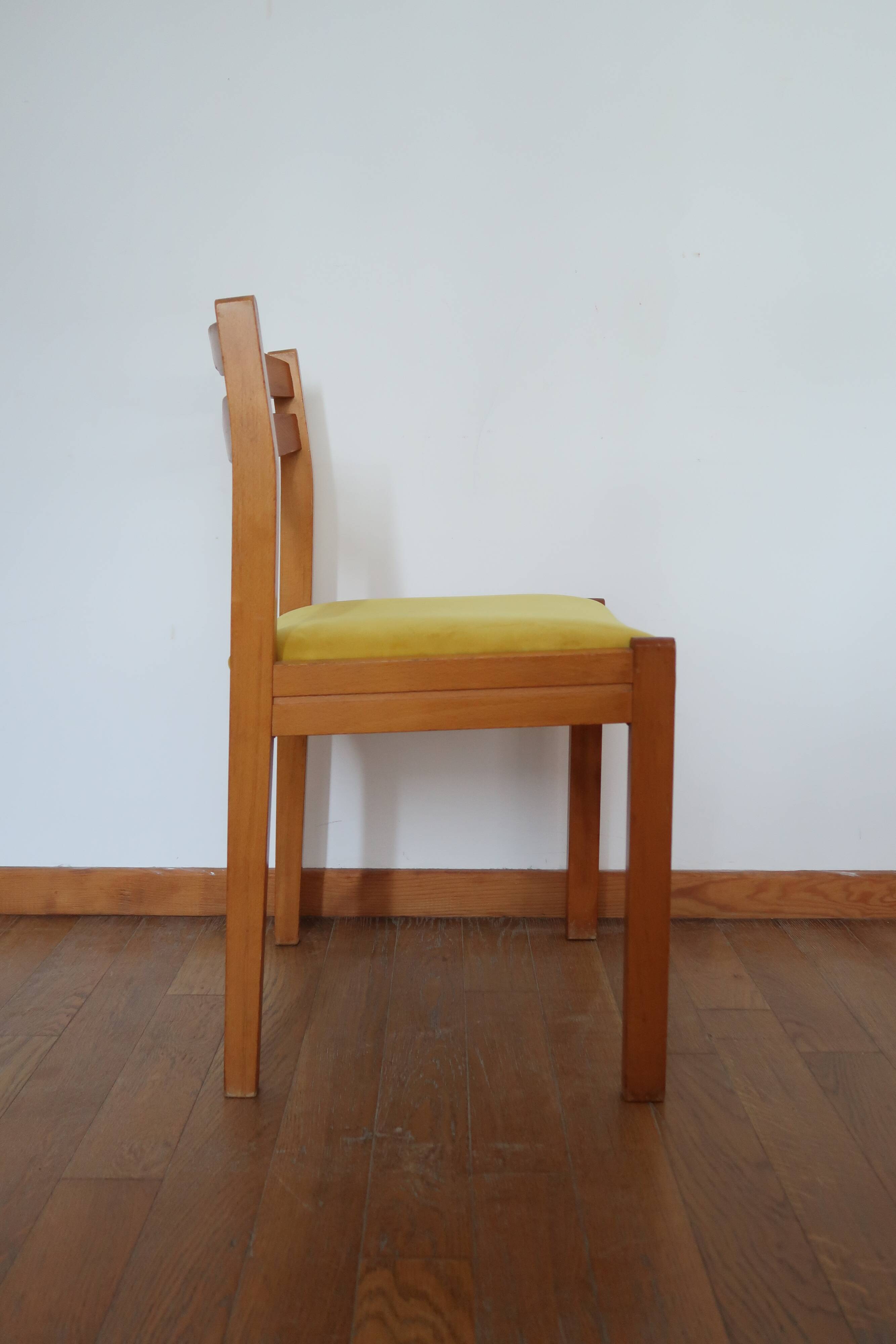 6 chaises velours jaune